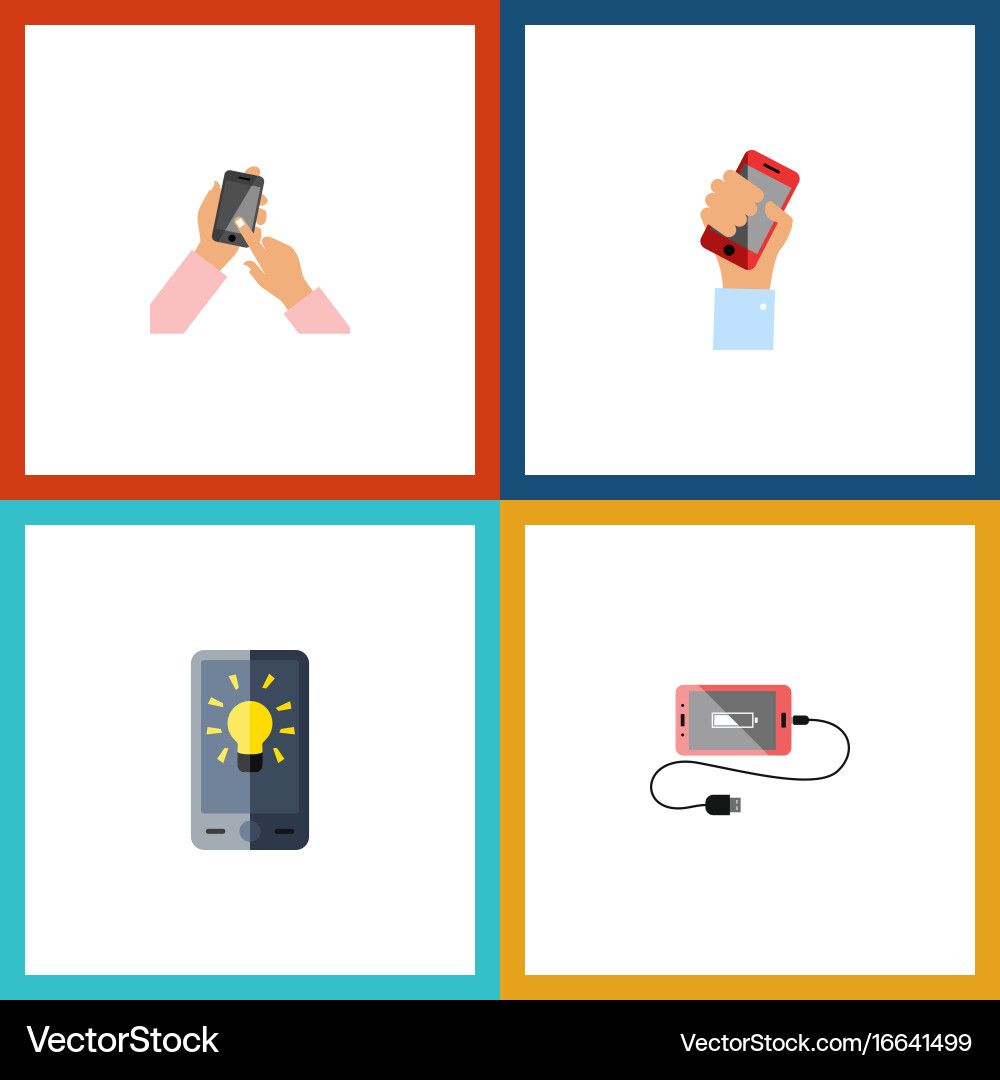 Flat icon phone set of interactive display vector image