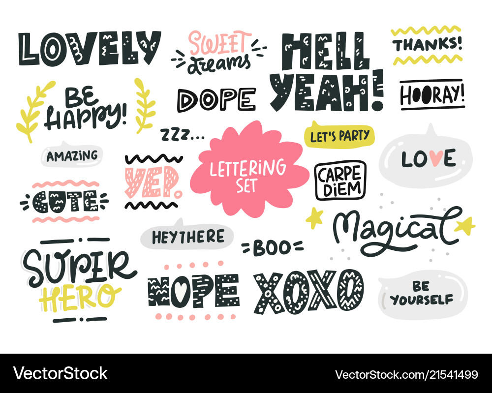 Hand Lettering & Doodle Set Vector Image