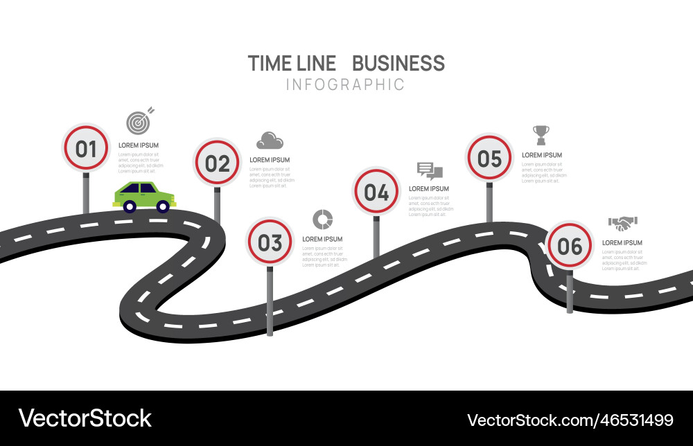 Infographic road template for business 6 steps vector image