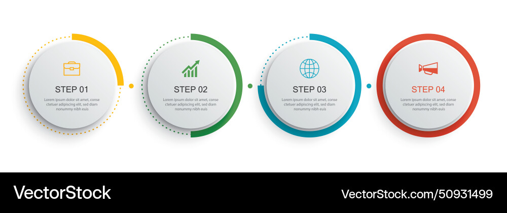 Infographics circle timeline with 4 number data vector image