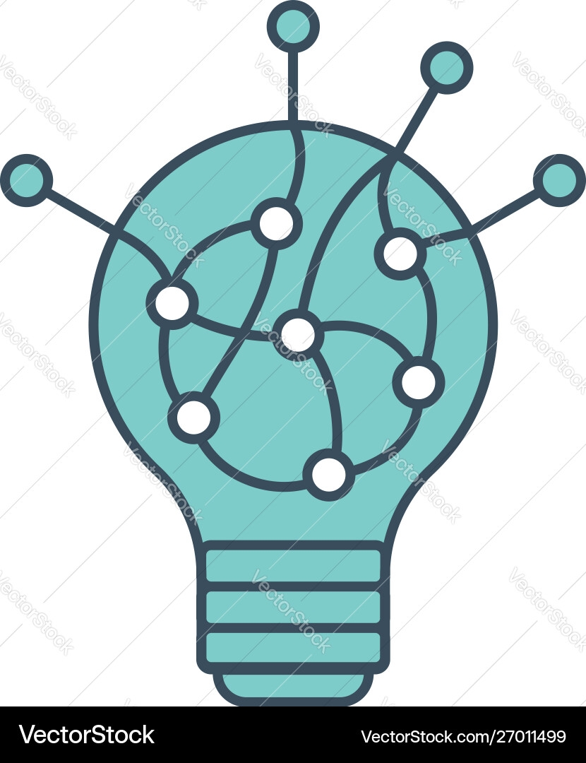 Lamp icon with ai neural network inside Lamp icon with ai neural network inside vector image