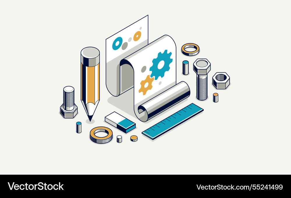 Mechanical engineering project in embodiment Mechanical engineering project in embodiment vector image