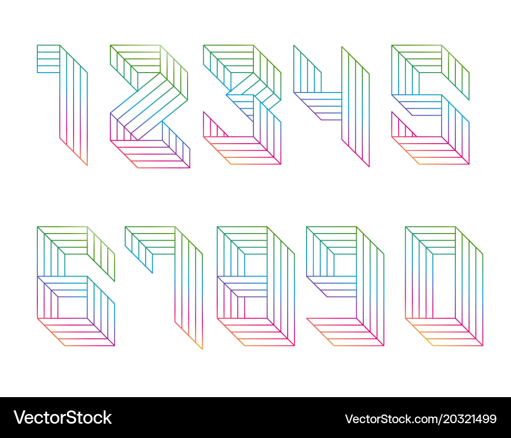 Rainbow Parallel Number Set vector image
