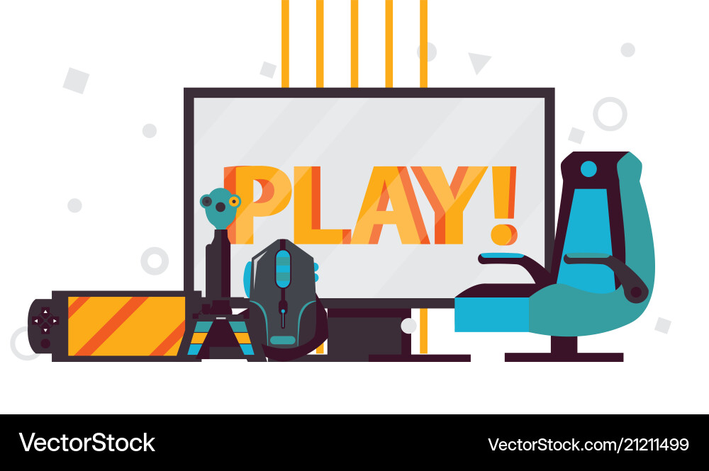 Scene with word play on computer monitor Scene with word play on computer monitor vector image