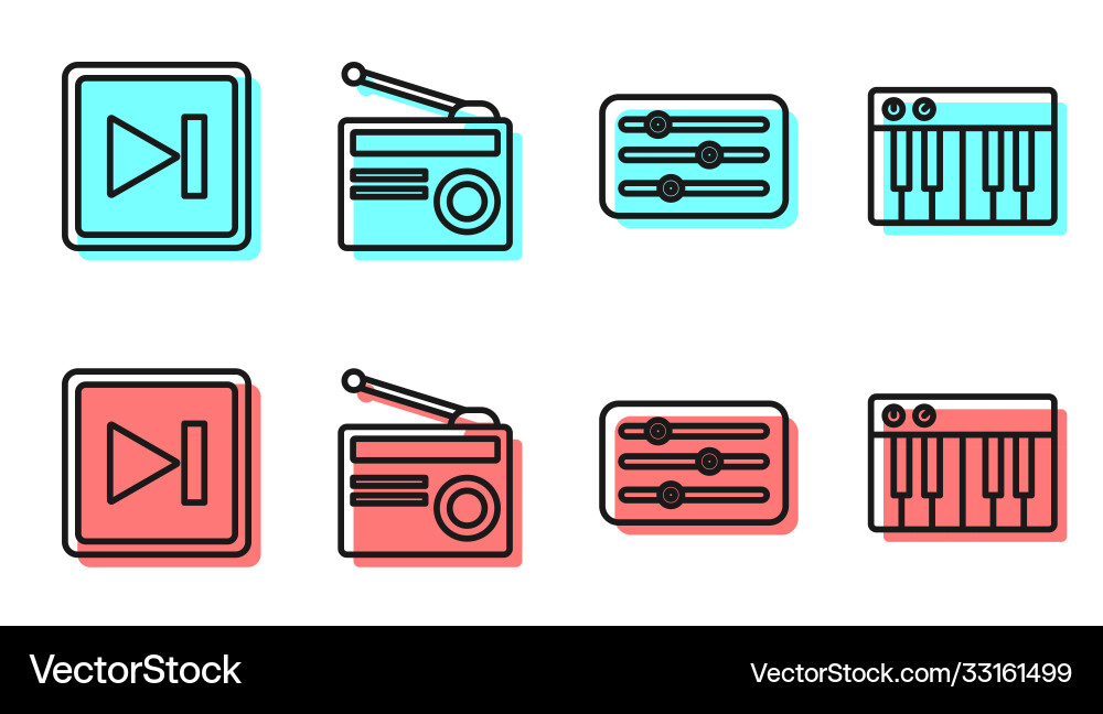 Set line sound mixer controller fast forward Vector Image