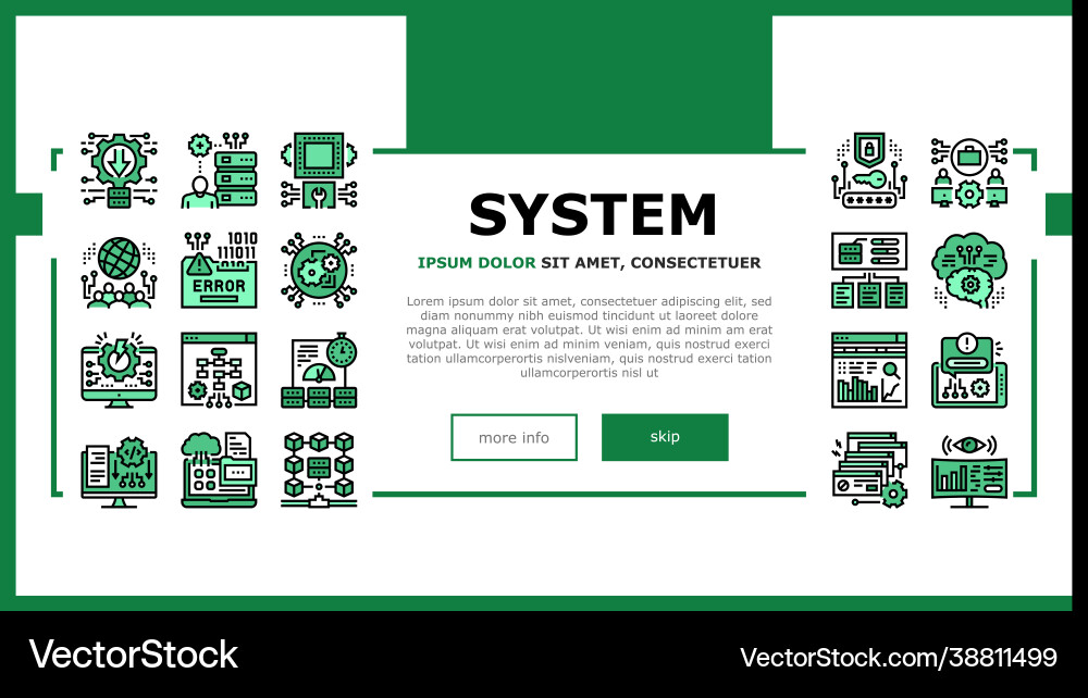 System work process landing header System work process landing header vector image