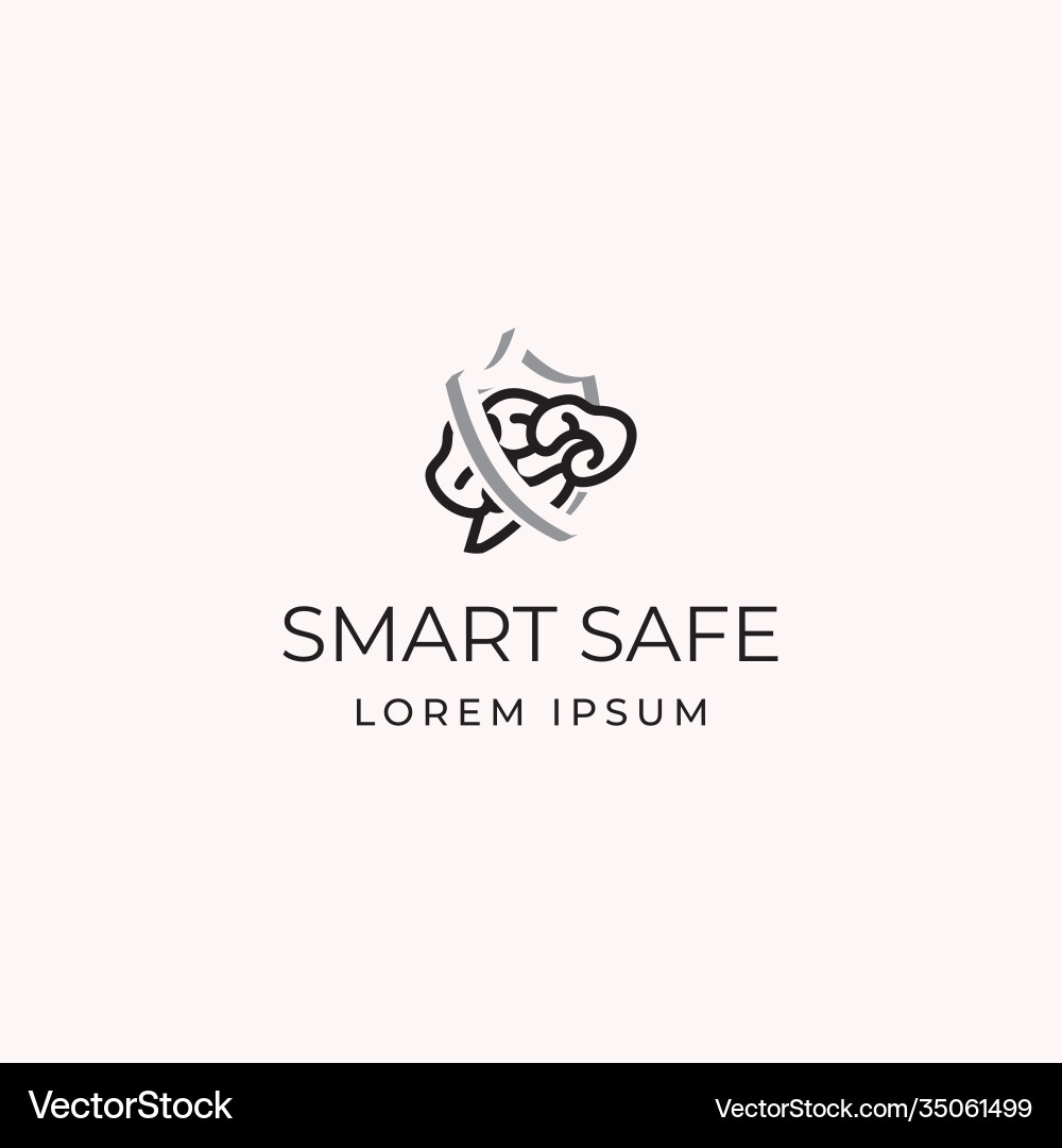 Tech brain with circuit board and shield simple Tech brain with circuit board and shield simple vector image