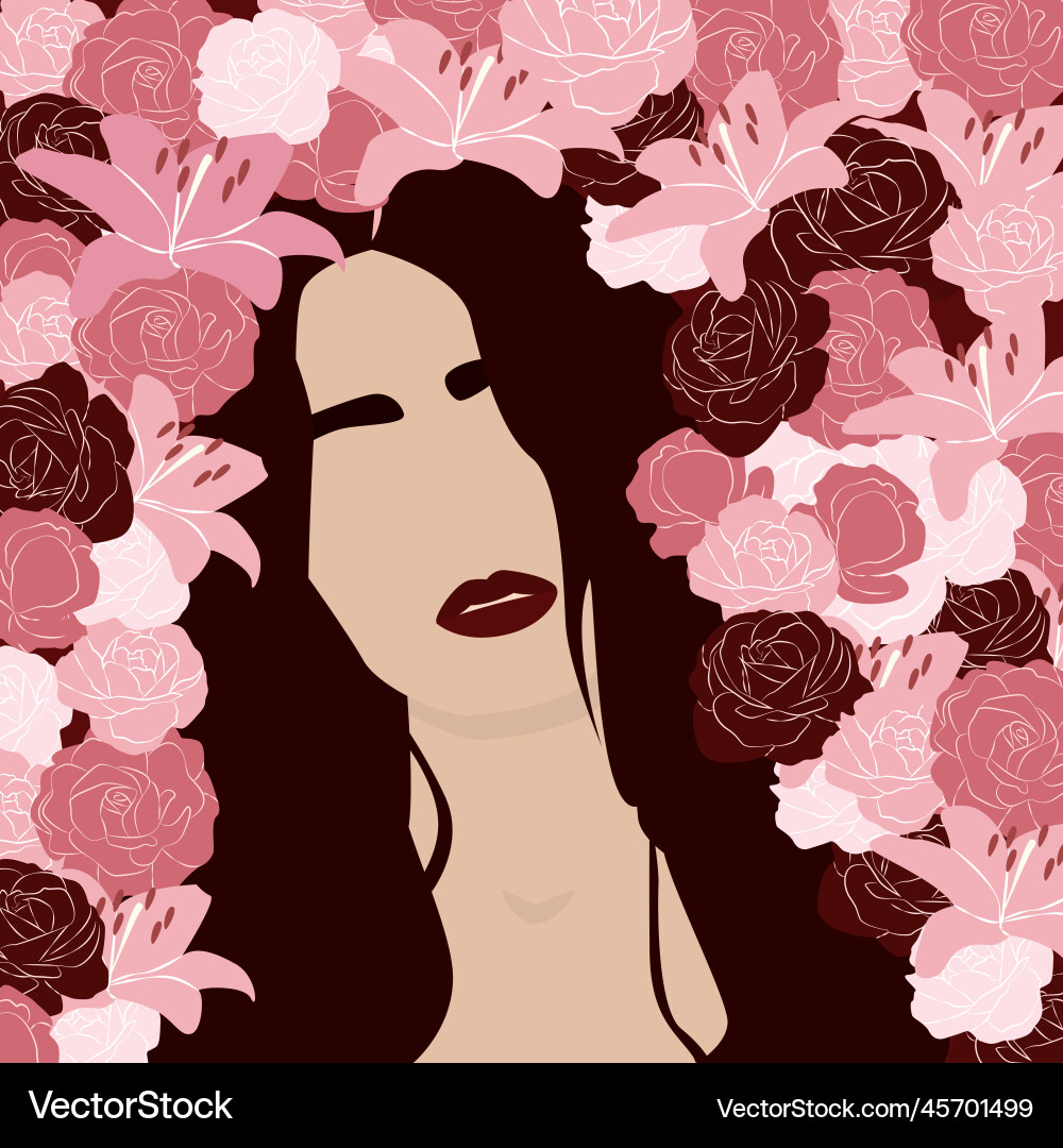 Womens day card abstract minimal girls portrait Womens day card abstract minimal girls portrait vector image
