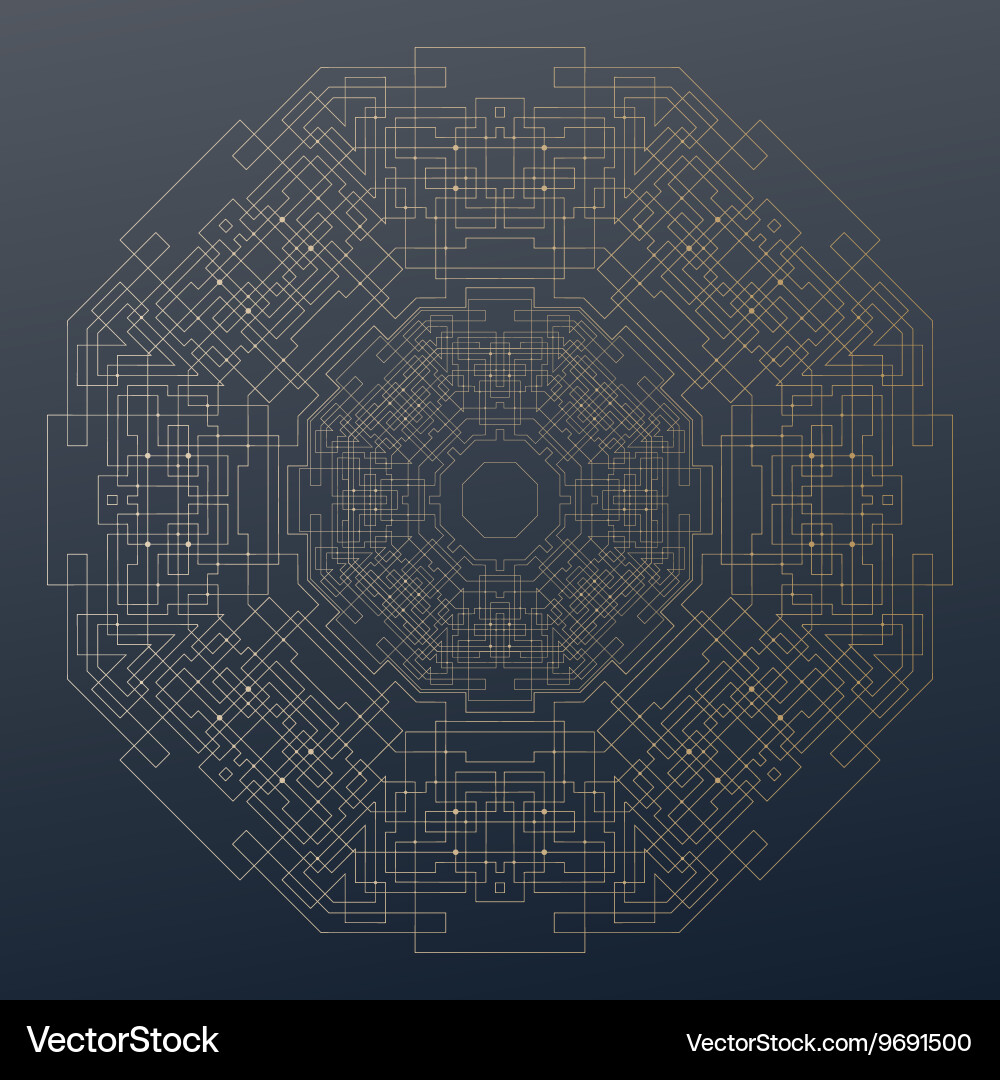 Abstract round technology pattern on dark vector image