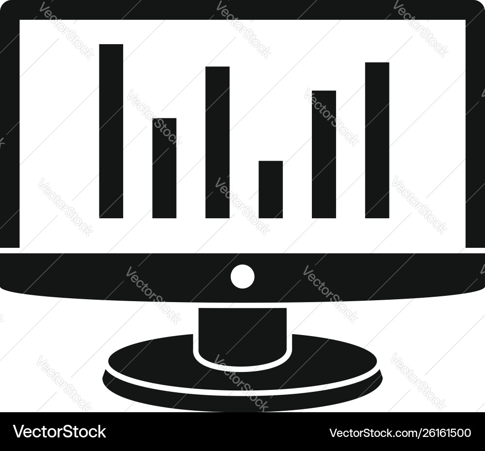 Chart monitor icon simple style Chart monitor icon simple style vector image