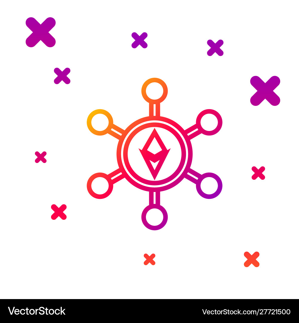 Color line blockchain technology ethereum eth icon Color line blockchain technology ethereum eth icon vector image