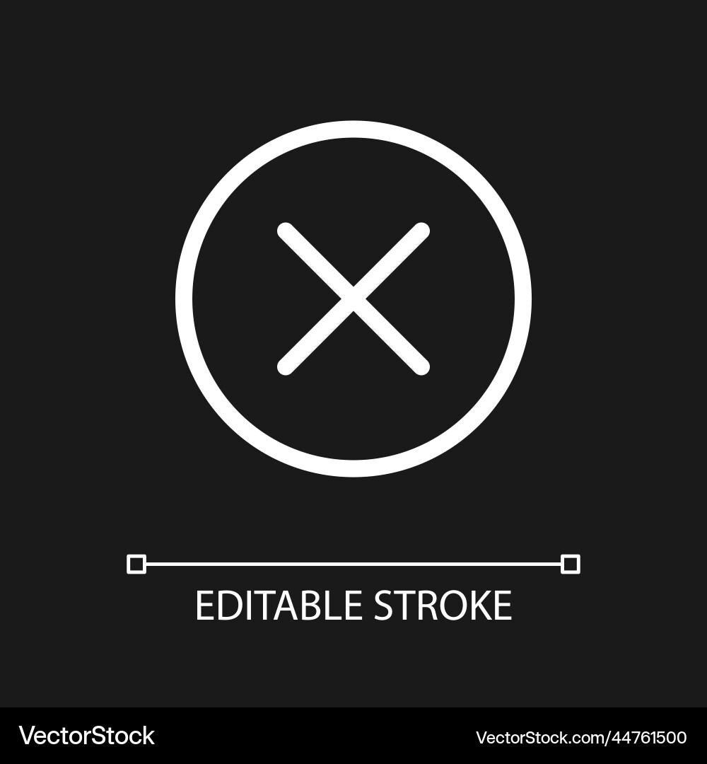 Cross in circle pixel perfect white linear ui Cross in circle pixel perfect white linear ui vector image