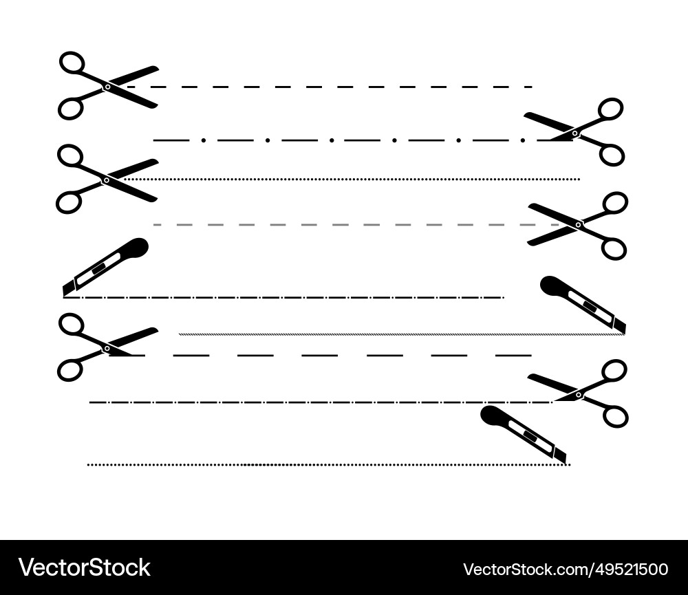 Cut here icon symbol lines with scissors Cut here icon symbol lines with scissors vector image
