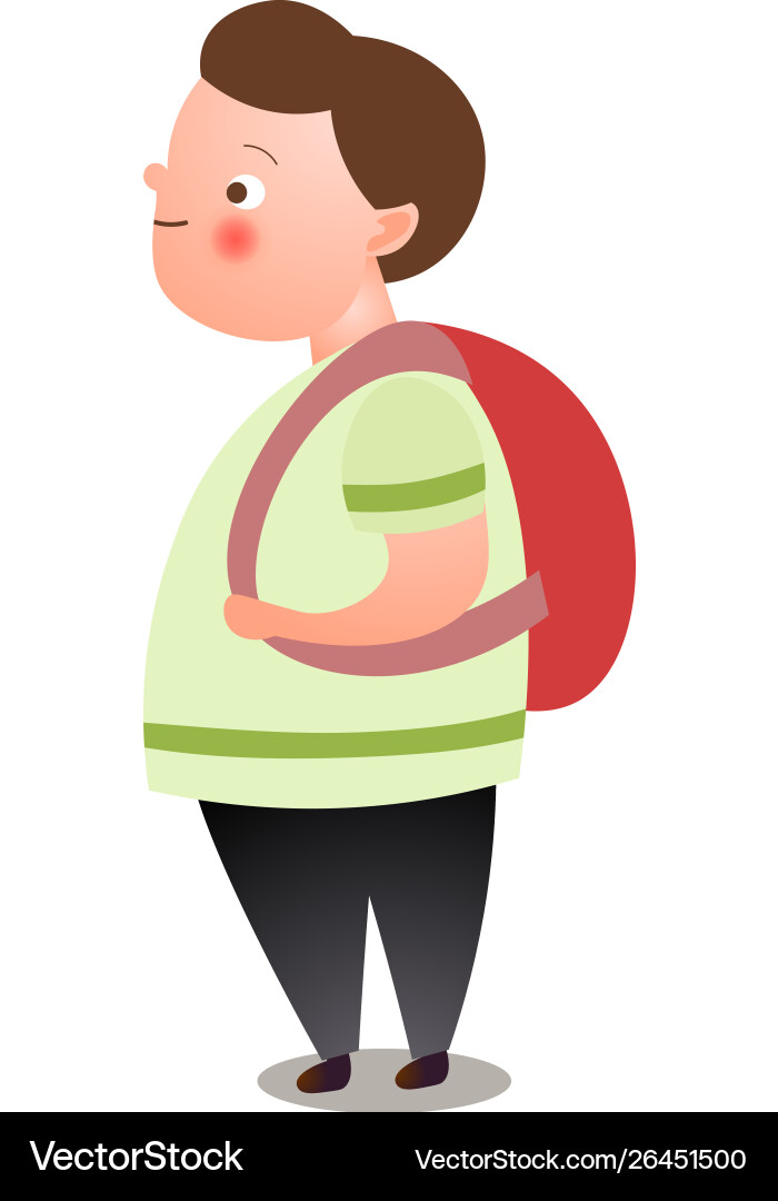 SuBe Fat Man junge Student mit rotem Rucksack Vektorbild