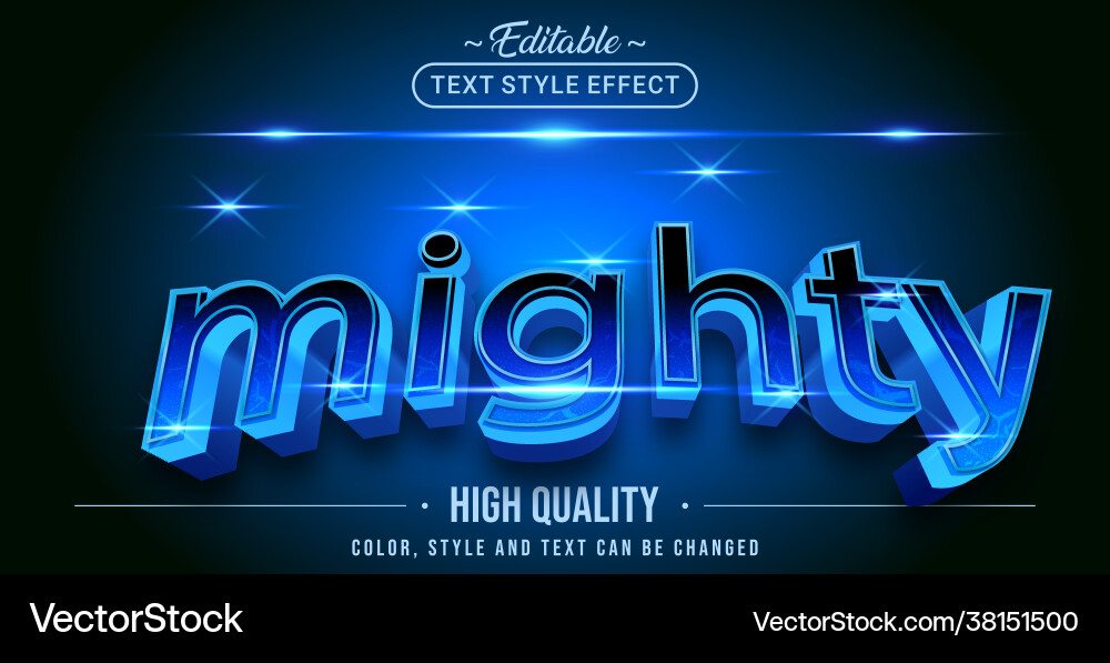Editable text style effect - mighty Vector Image