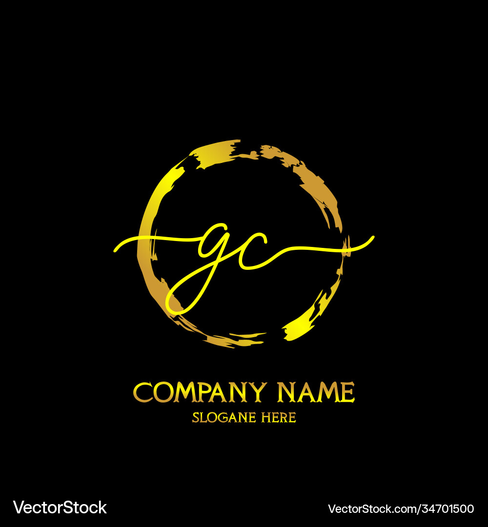 Gc initial handwriting colorful logo template vector image