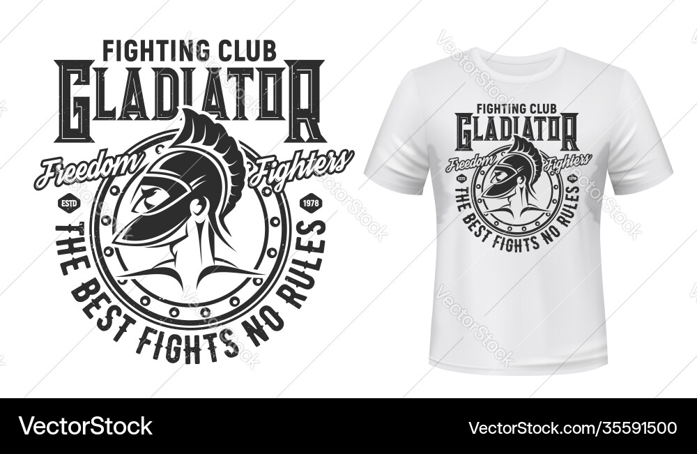 Gladiator warrior tshirt print fight club mascot Gladiator warrior tshirt print fight club mascot Vector Image