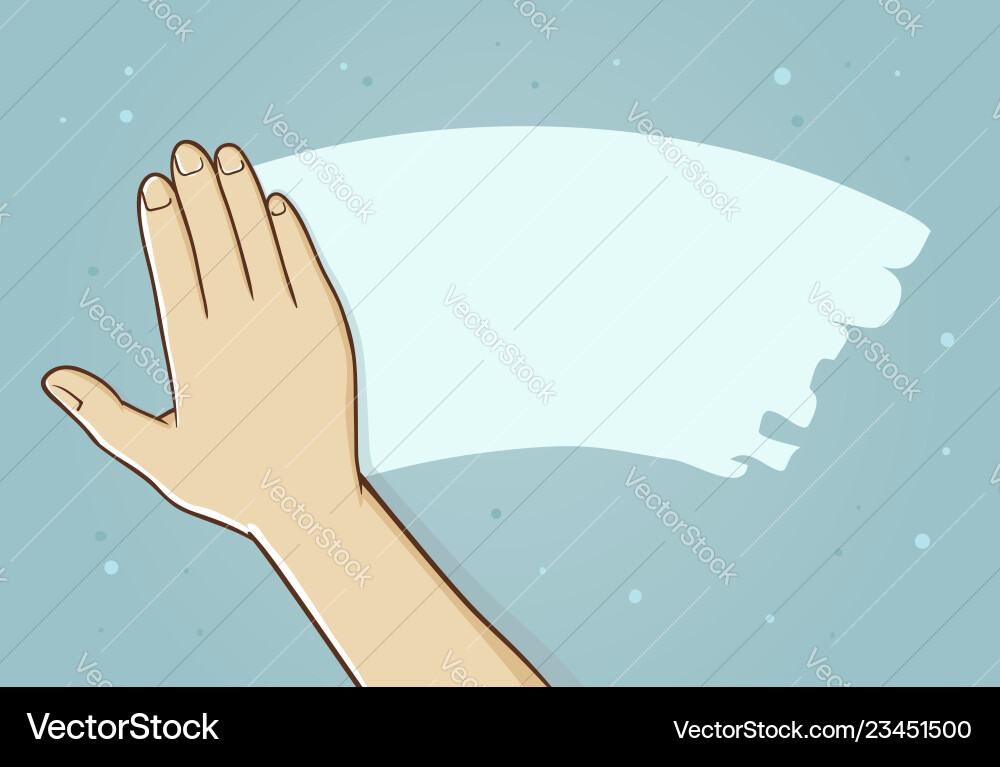 Hand Removing Mist from Mirror Vector Image