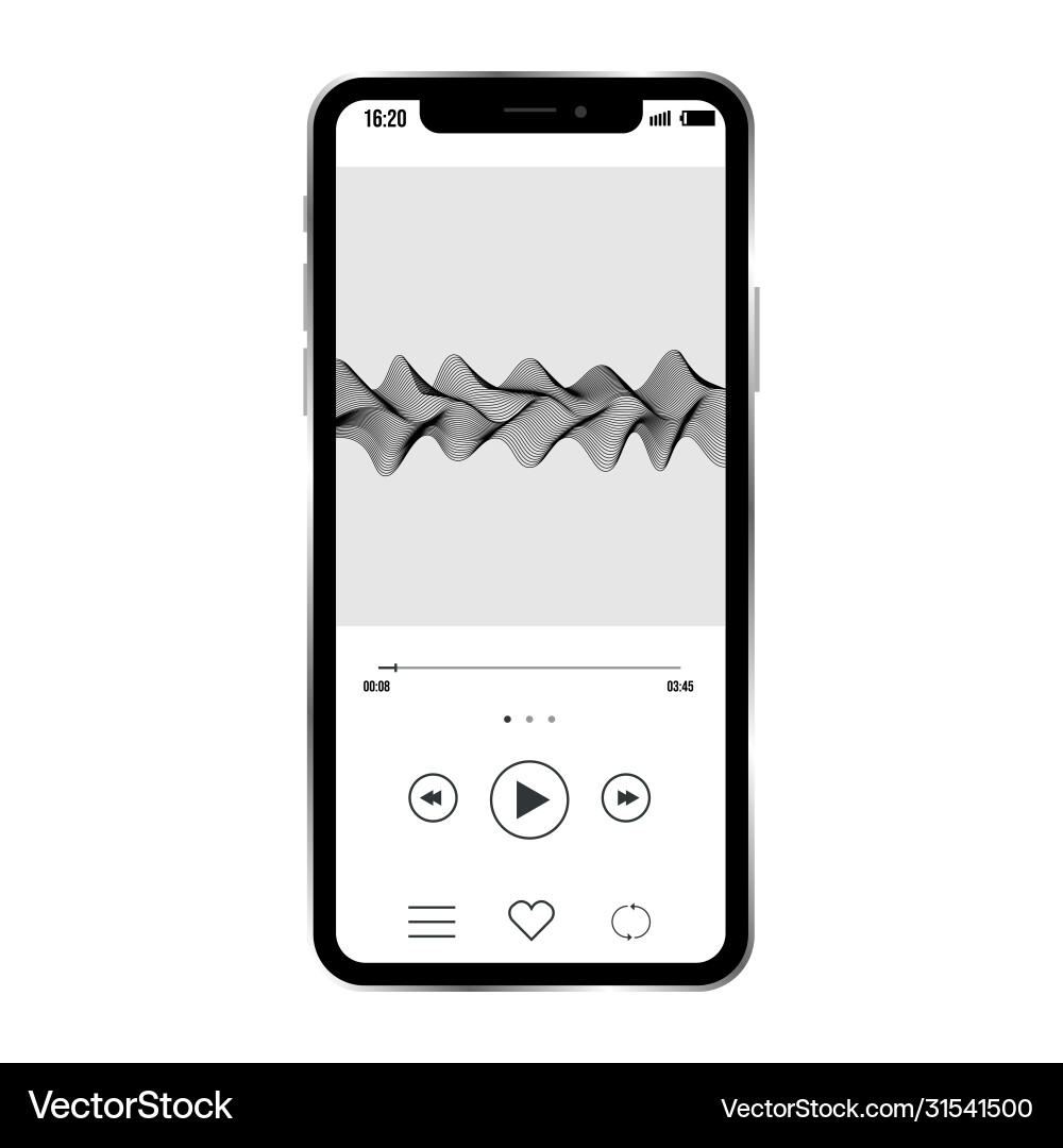 Image smartphone with example music player Image smartphone with example music player vector image