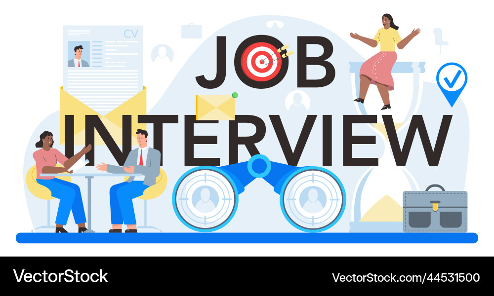 Job interview typographic header idea Job interview typographic header idea vector image