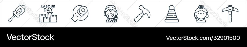 Labour day line icons linear set quality Labour day line icons linear set quality vector image