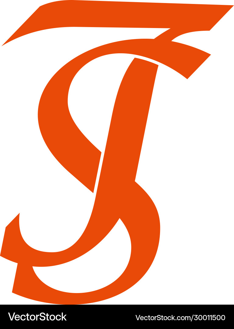 Letter st linked simple overlapping design symbol vector image