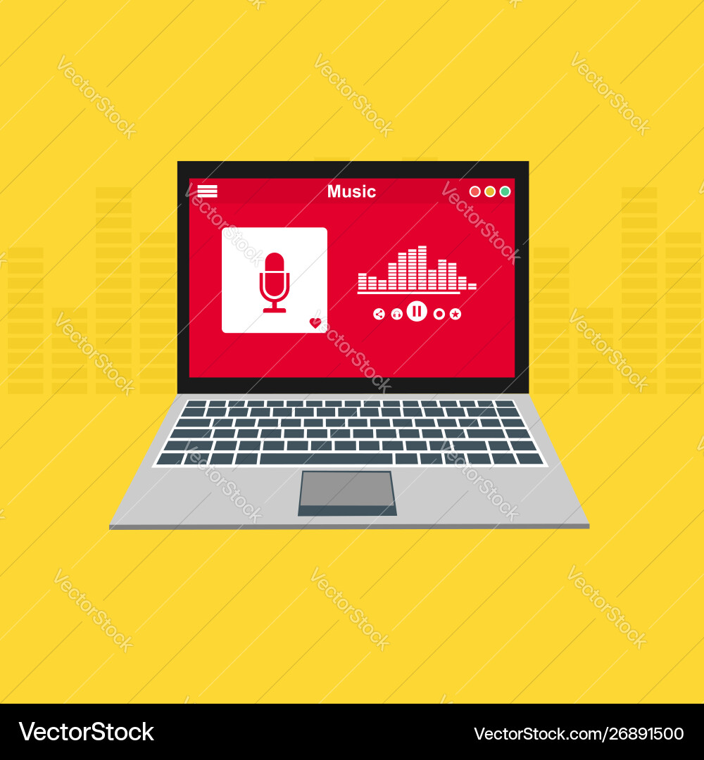 Media player application app template with flat Media player application app template with flat Vector Image
