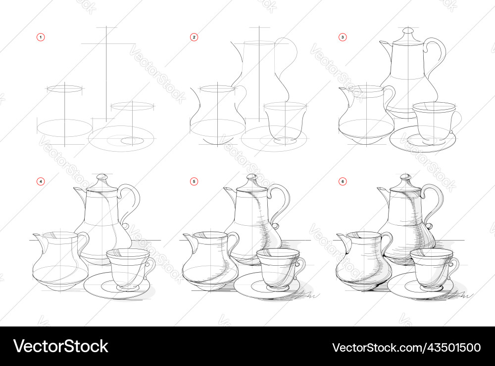 Page shows how to learn draw sketch of old Page shows how to learn draw sketch of old vector image