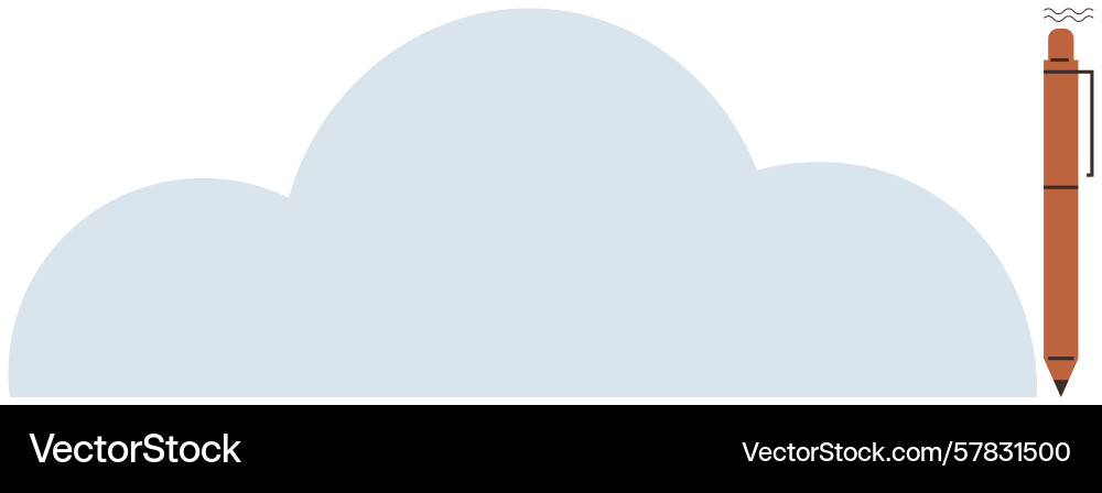Pen sketching above large cloud shape representing Pen sketching above large cloud shape representing Vector Image