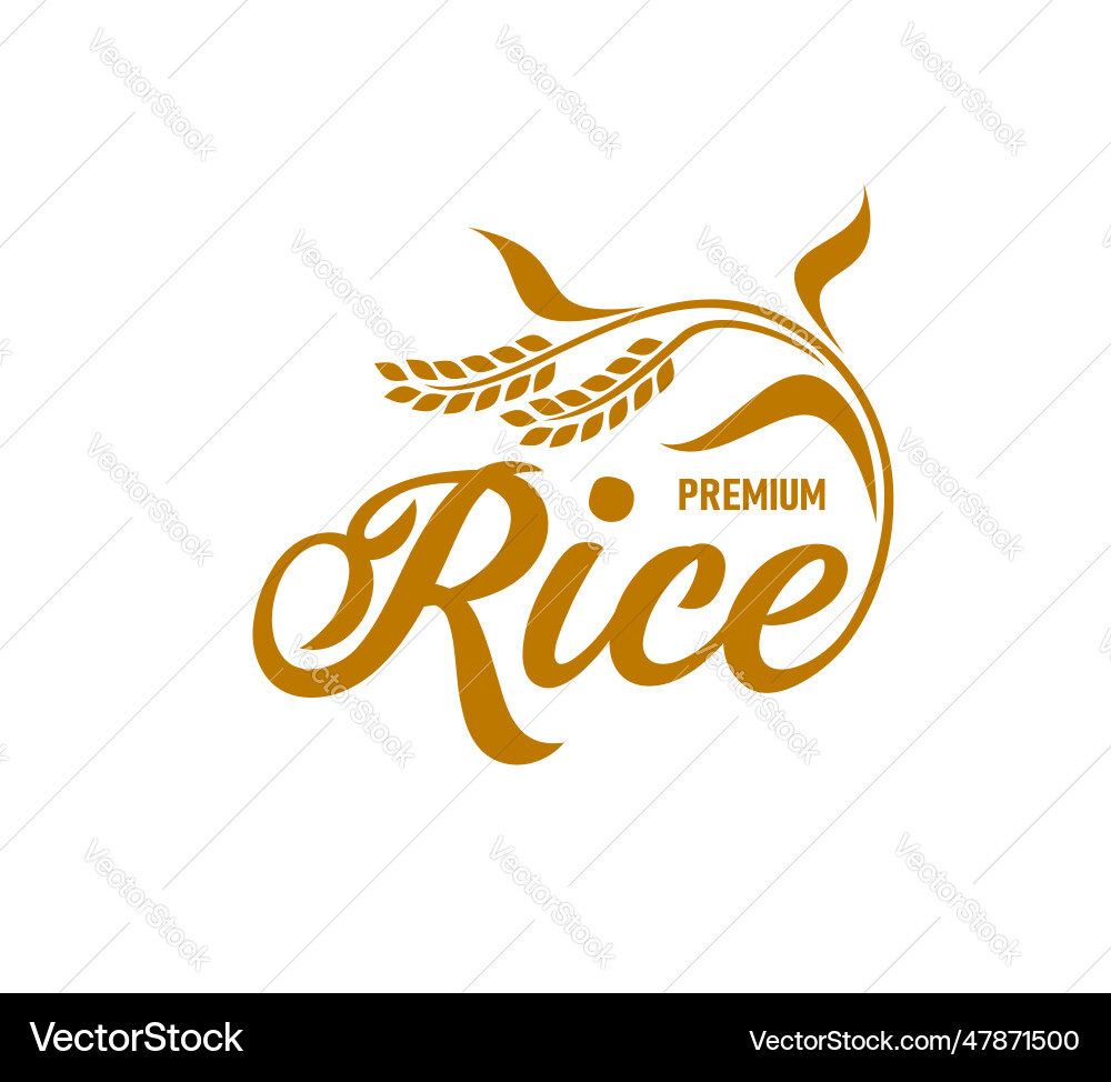 Rice icon organic food package label bio cereals vector image