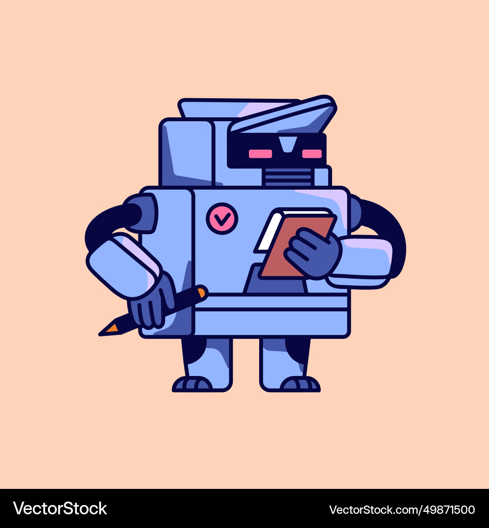 Robot manager take notes writing ideas tasks Robot manager take notes writing ideas tasks vector image