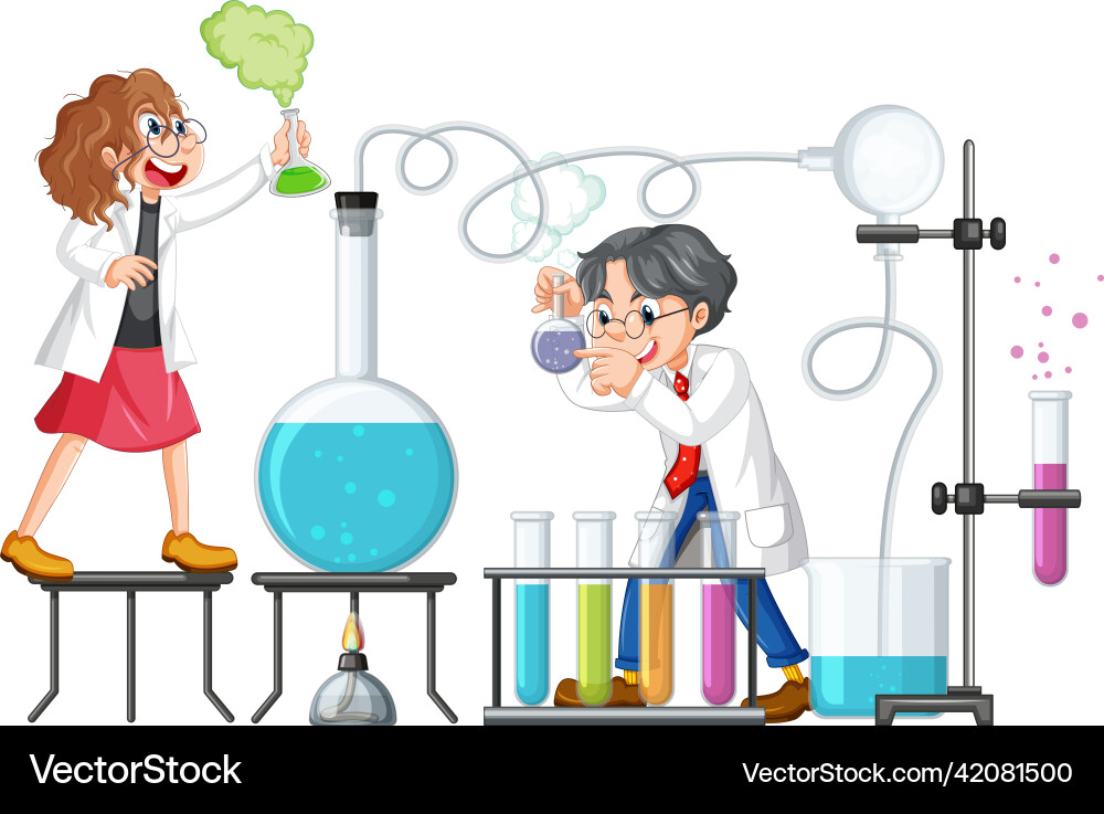 Scientist doing science experiment in the lab Scientist doing science experiment in the lab vector image