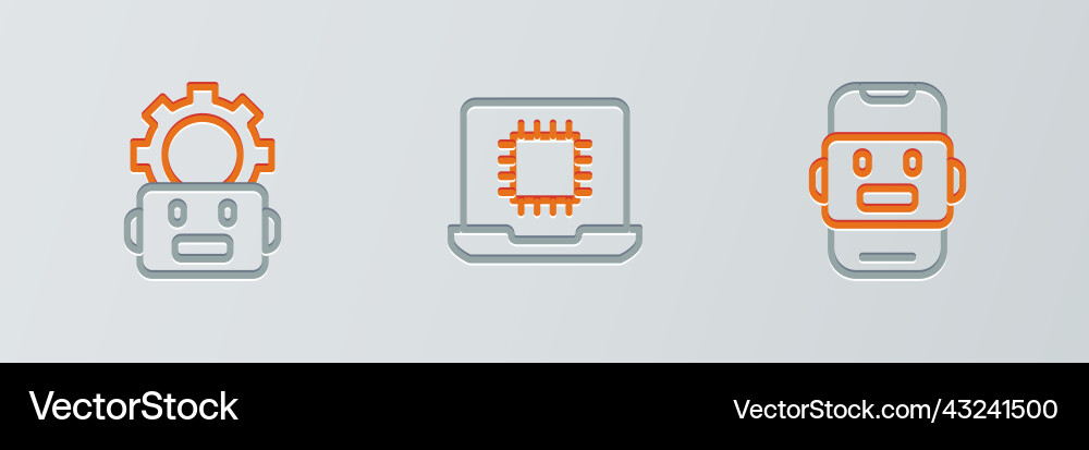Set line chat bot robot setting and processor cpu Set line chat bot robot setting and processor cpu vector image