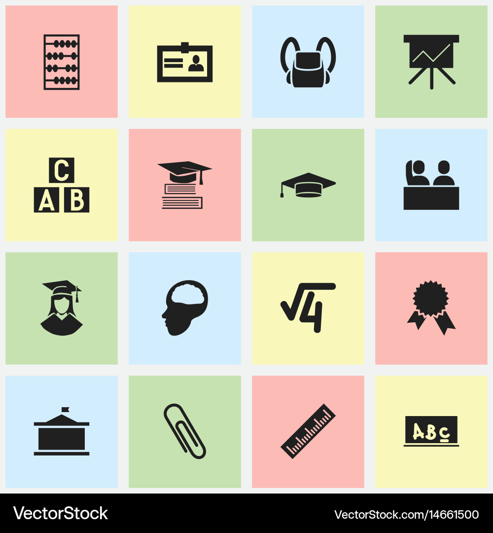 Set of 16 editable university icons includes vector image