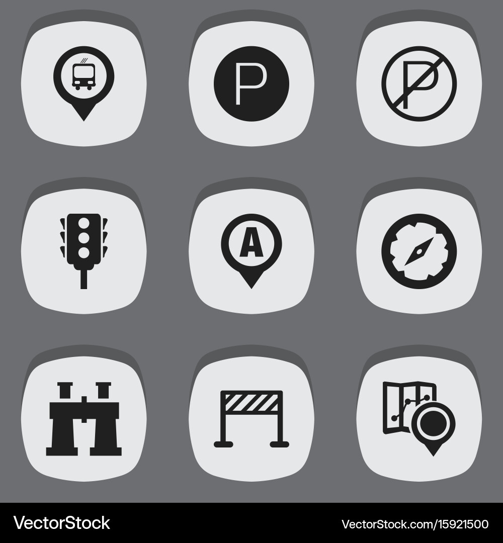 Set of 9 editable map icons includes symbols vector image