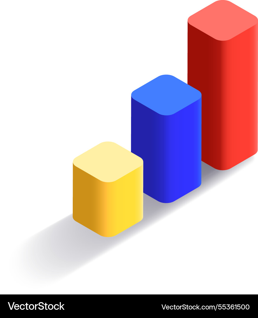 Three dimensional bar graph featuring vibrant Three dimensional bar graph featuring vibrant vector image