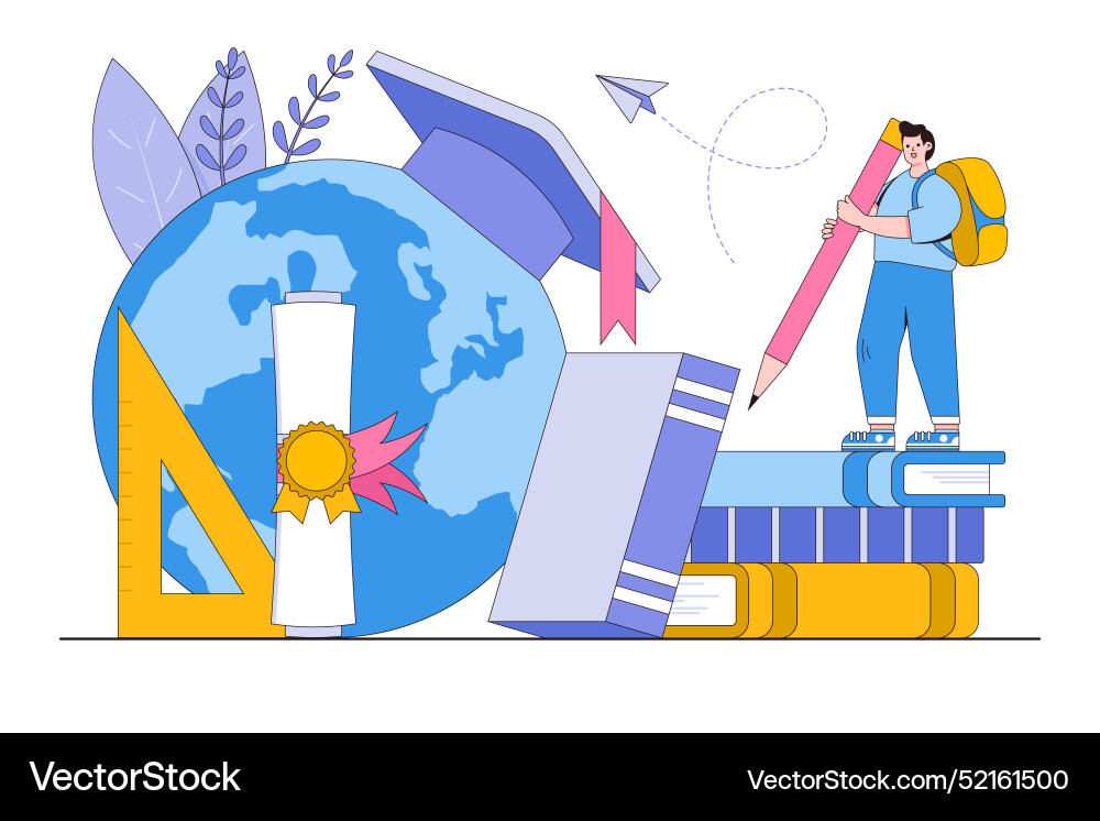 Trajectory education concept with characters Vector Image