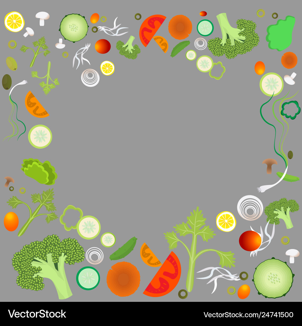 Vegetable pattern frame for web and print Vegetable pattern frame for web and print vector image