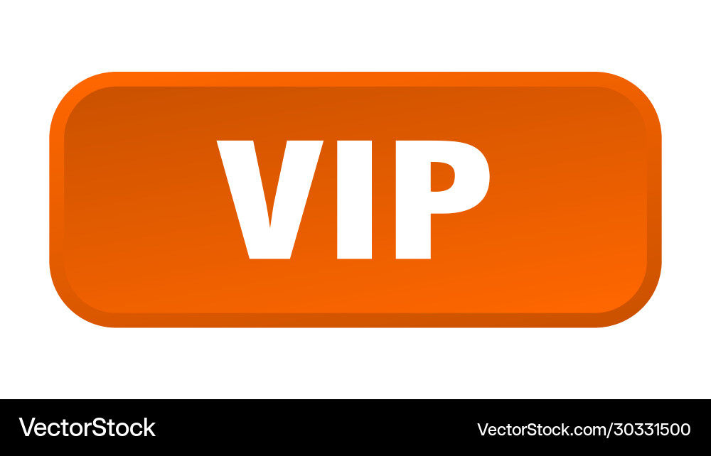 Vip button square 3d push vector image