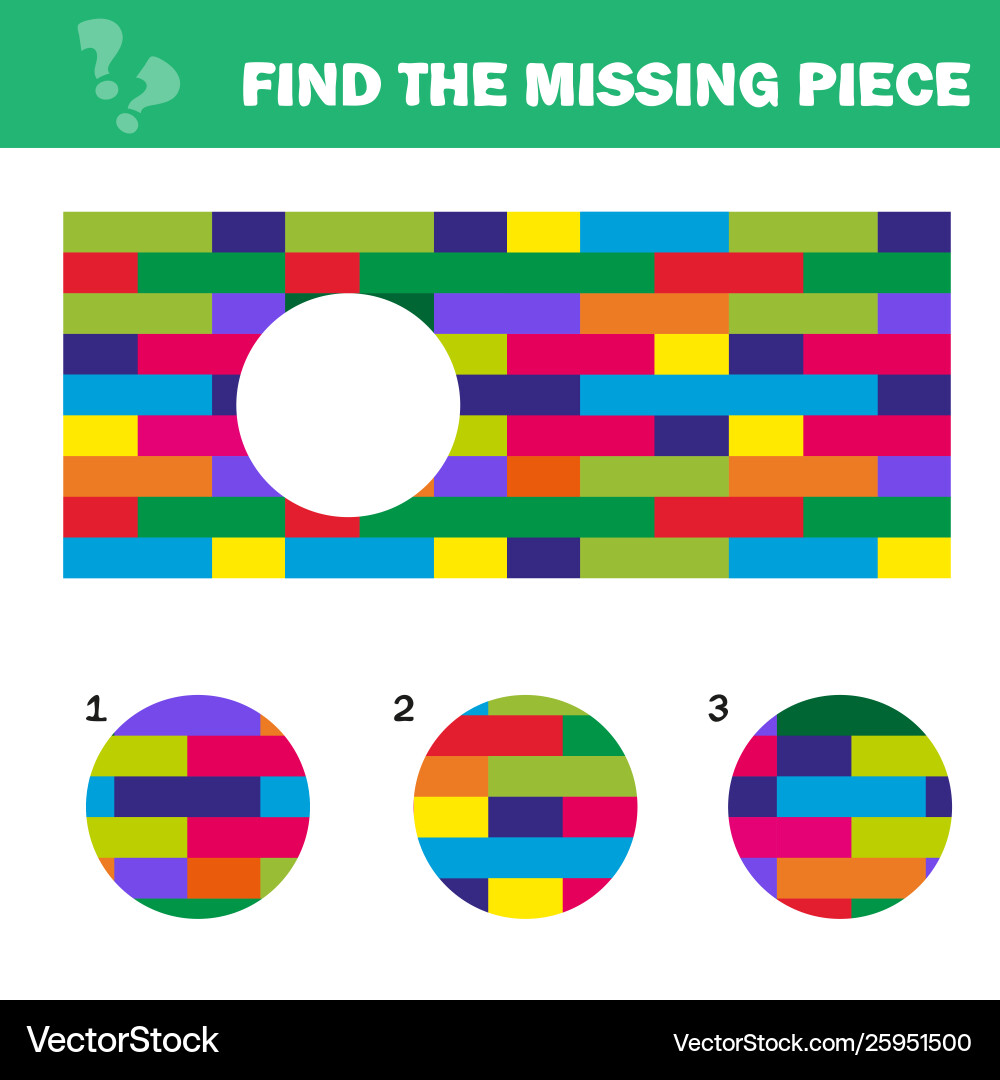 Visual logic puzzle find missing piece Visual logic puzzle find missing piece vector image