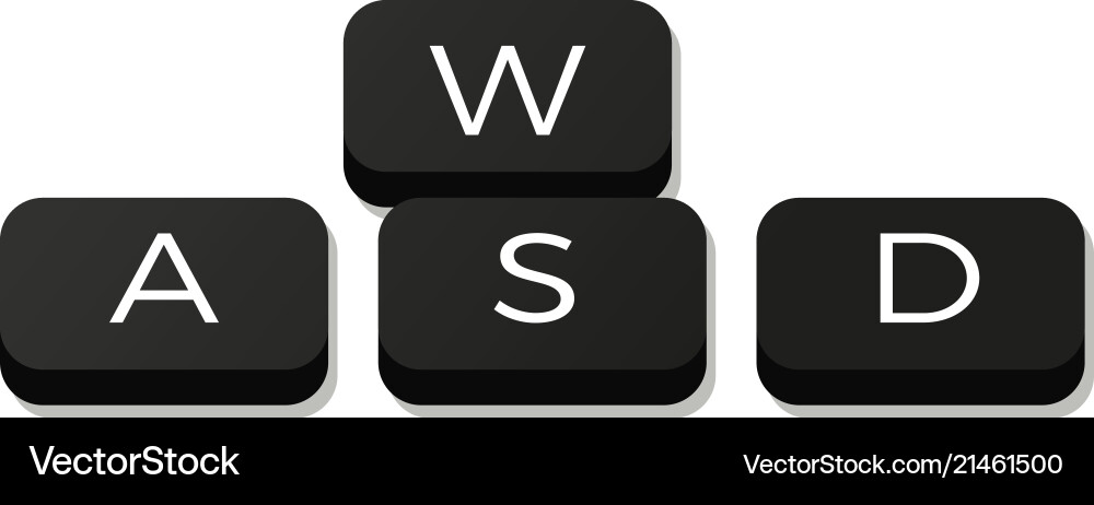 Wasd key combination w a s d game move keyboard vector image