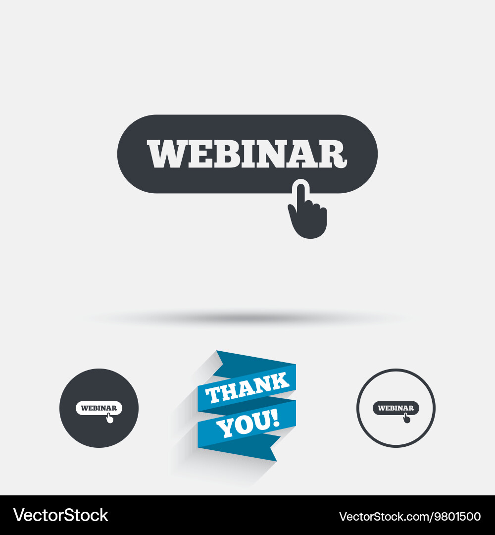 Webinar with hand pointer sign icon web study Vector Image