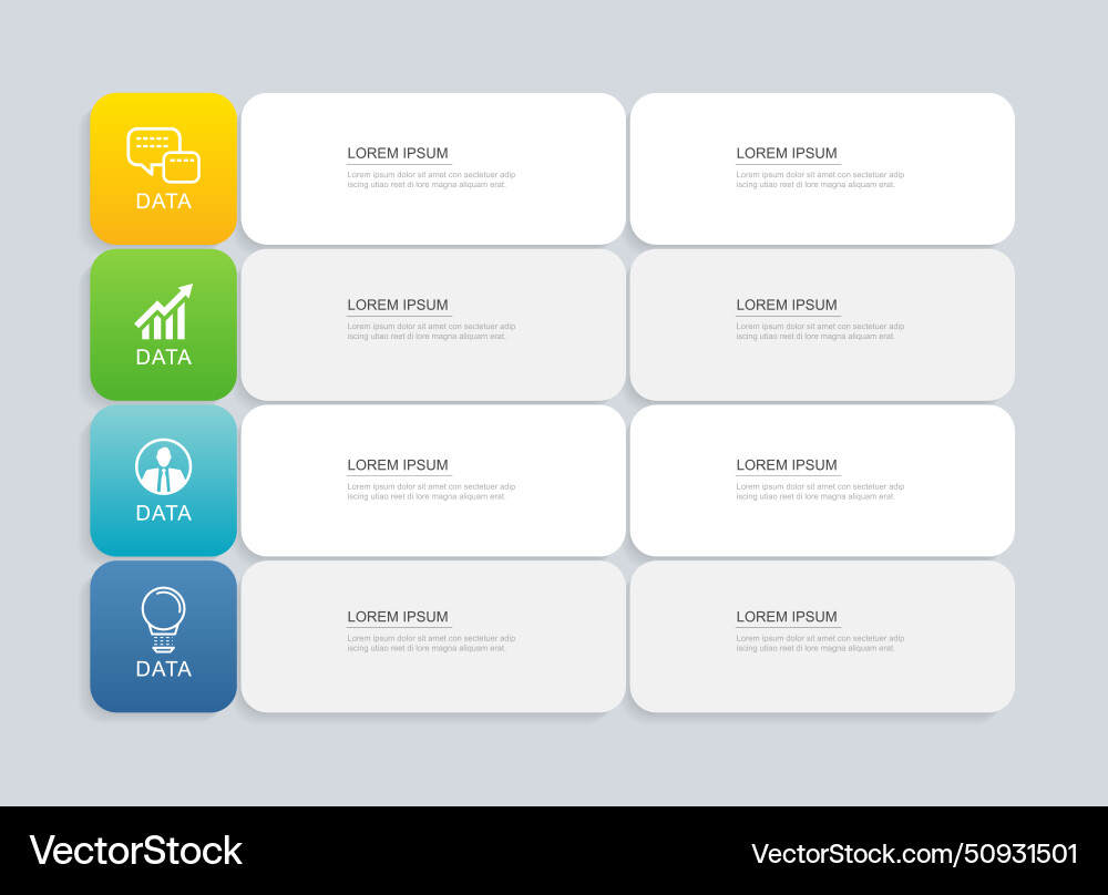 4 data infographics table layout tab paper 4 data infographics table layout tab paper vector image