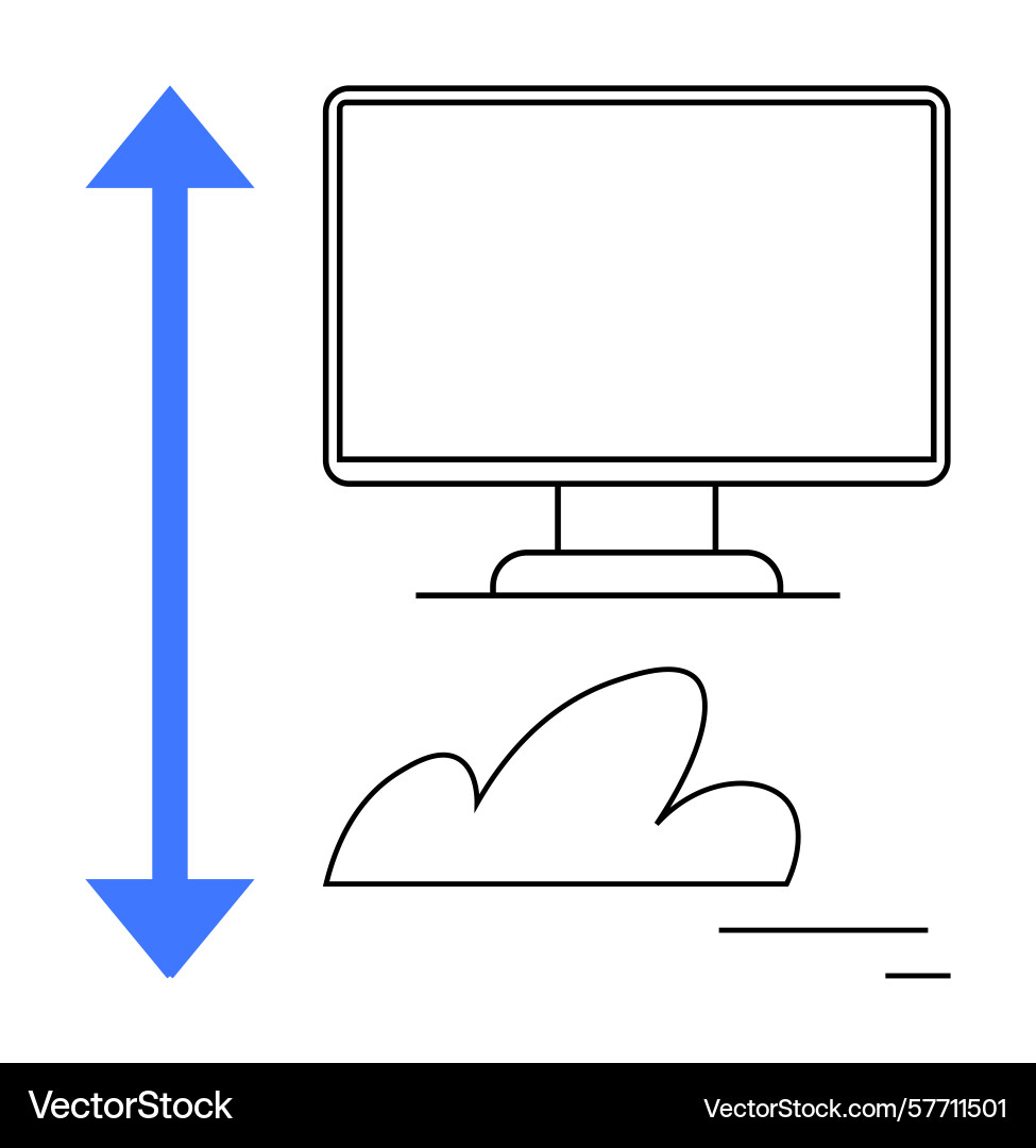 Cloud computing concept with monitor Cloud computing concept with monitor vector image
