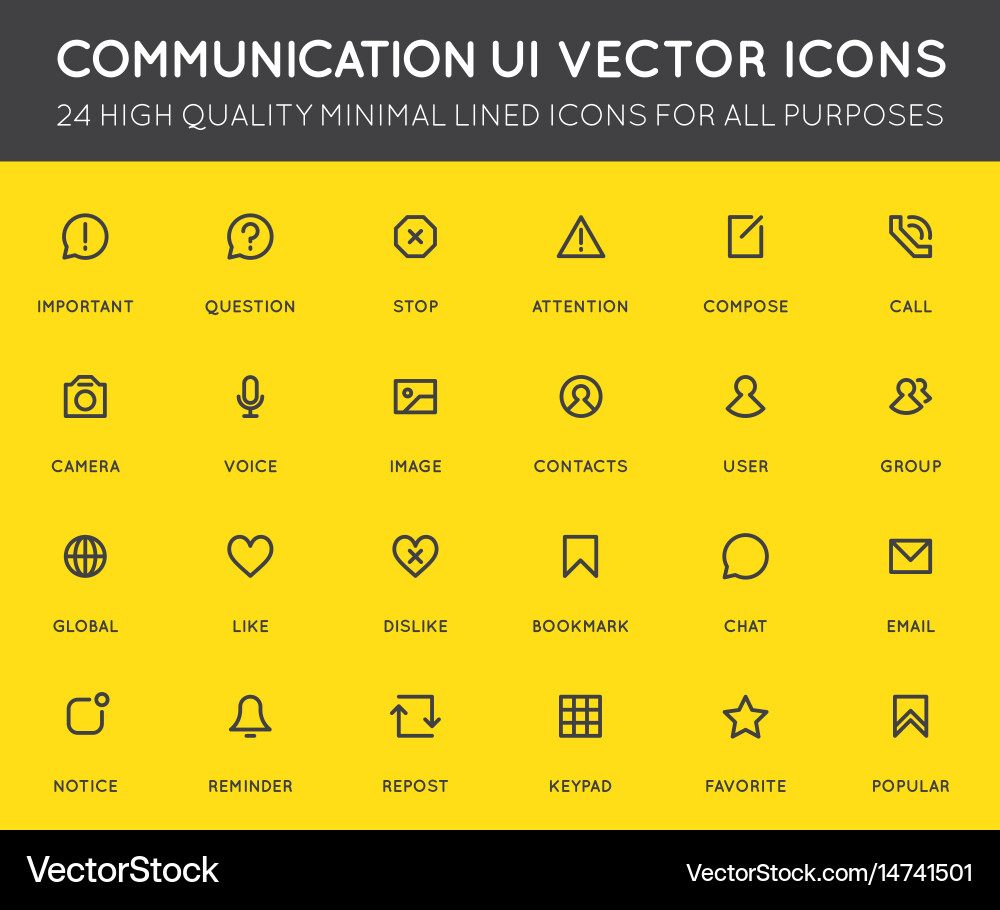 Communication Icon Set - UI & Messaging vector image