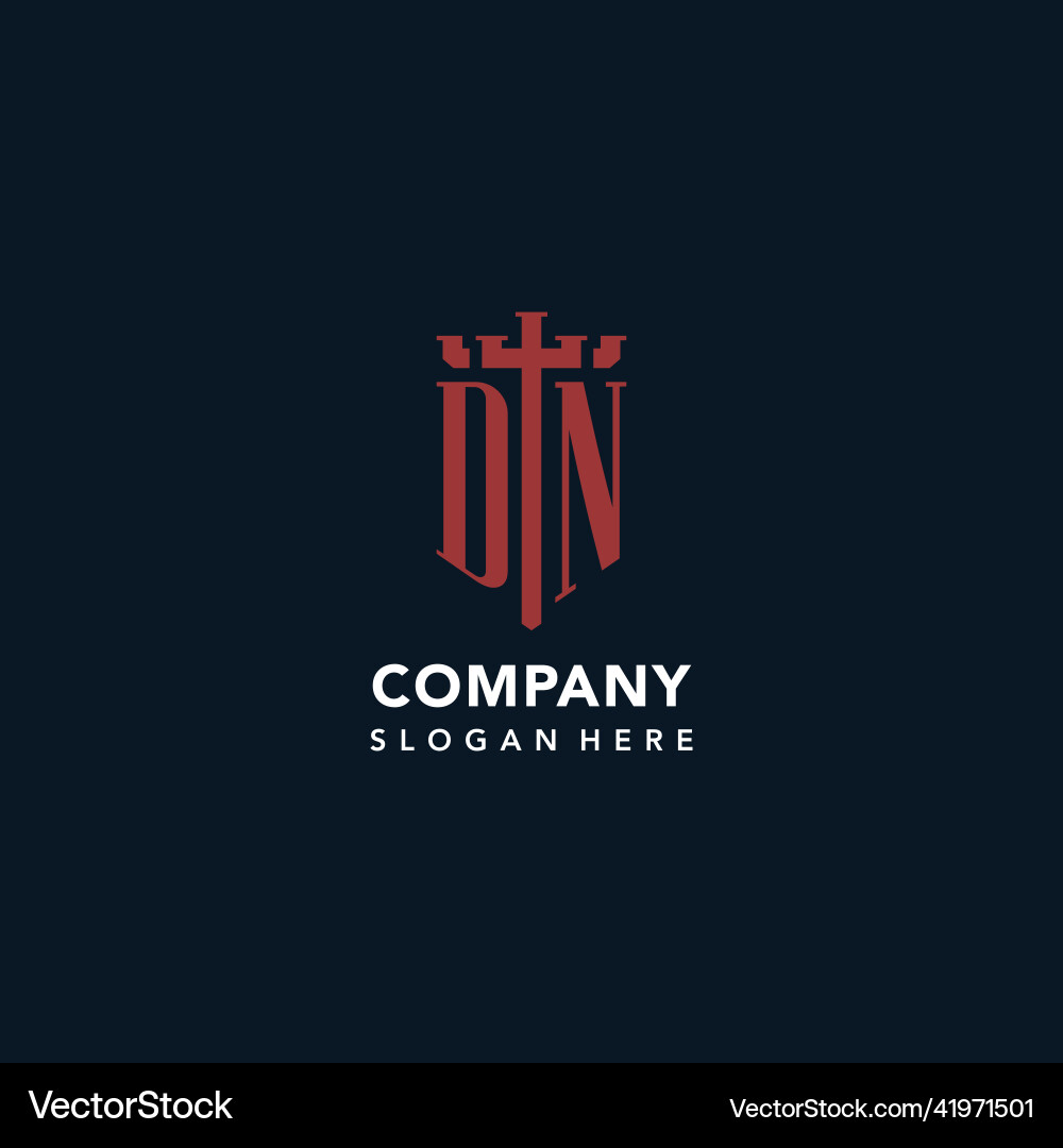 Dn initial monogram logos with sword and shield Dn initial monogram logos with sword and shield Vector Image
