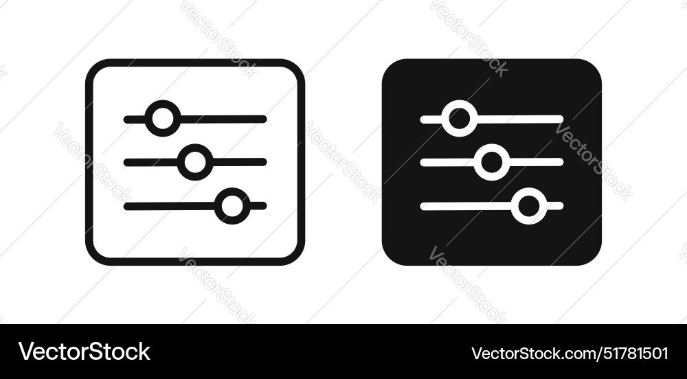 Filter button line icon set vector image