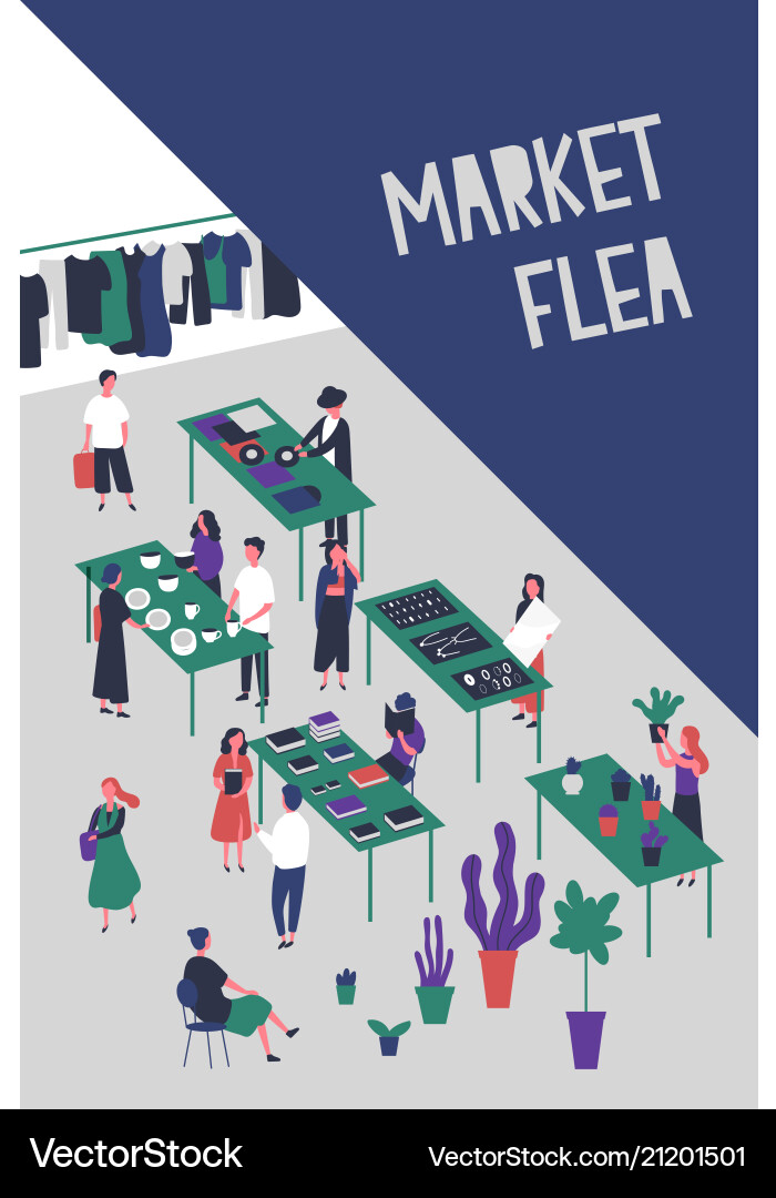 Flyer oder Poster Vorlage für Flohmarkt Wut Flyer oder Poster Vorlage für Flohmarkt Wut Vektorbild