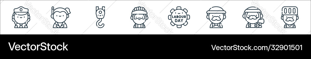 Labour day line icons linear set quality Labour day line icons linear set quality vector image