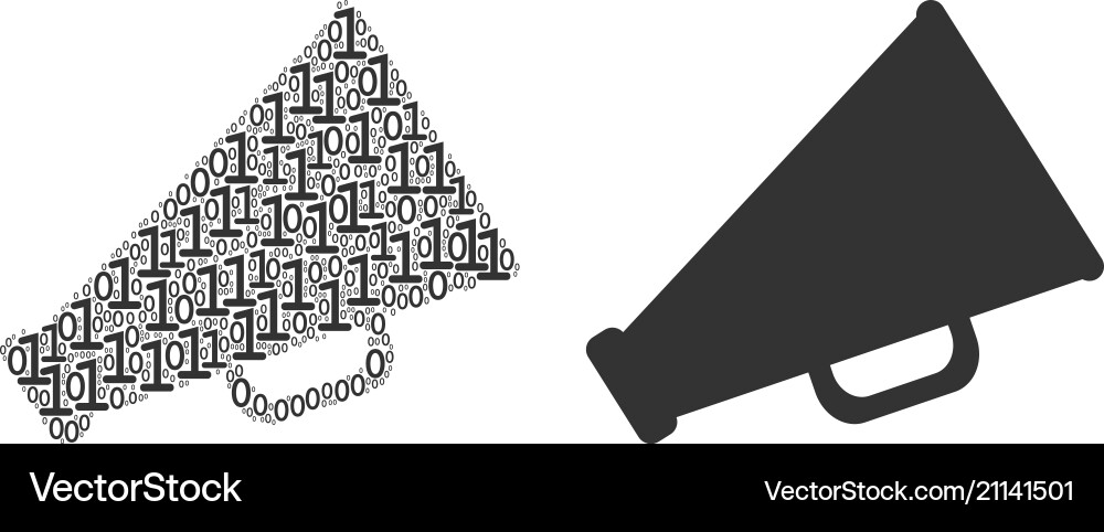 Megaphone collage of binary digits Megaphone collage of binary digits vector image